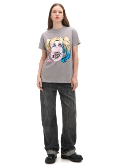 Outlet Szary T-shirt oversize Harley Quinn Koszulki, Topy