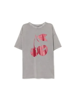 New T-shirt oversize z wiśniami Koszulki, Topy