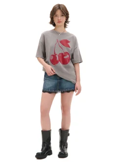 New T-shirt oversize z wiśniami Koszulki, Topy