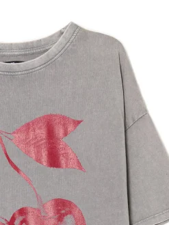 New T-shirt oversize z wiśniami Koszulki, Topy