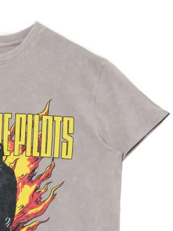 Outlet Szary T-shirt z nadrukiem Twenty One Pilots Koszulki, Topy
