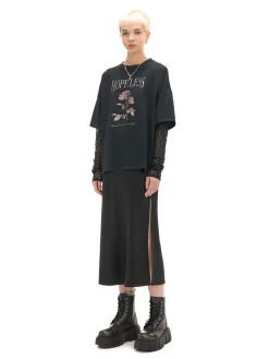 Sale T-shirt z ażurowymi rękawami Koszulki, Topy
