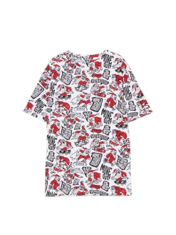 Outlet T-shirt z mikołajowymi skaterami Ubrania Świąteczne|Koszulki