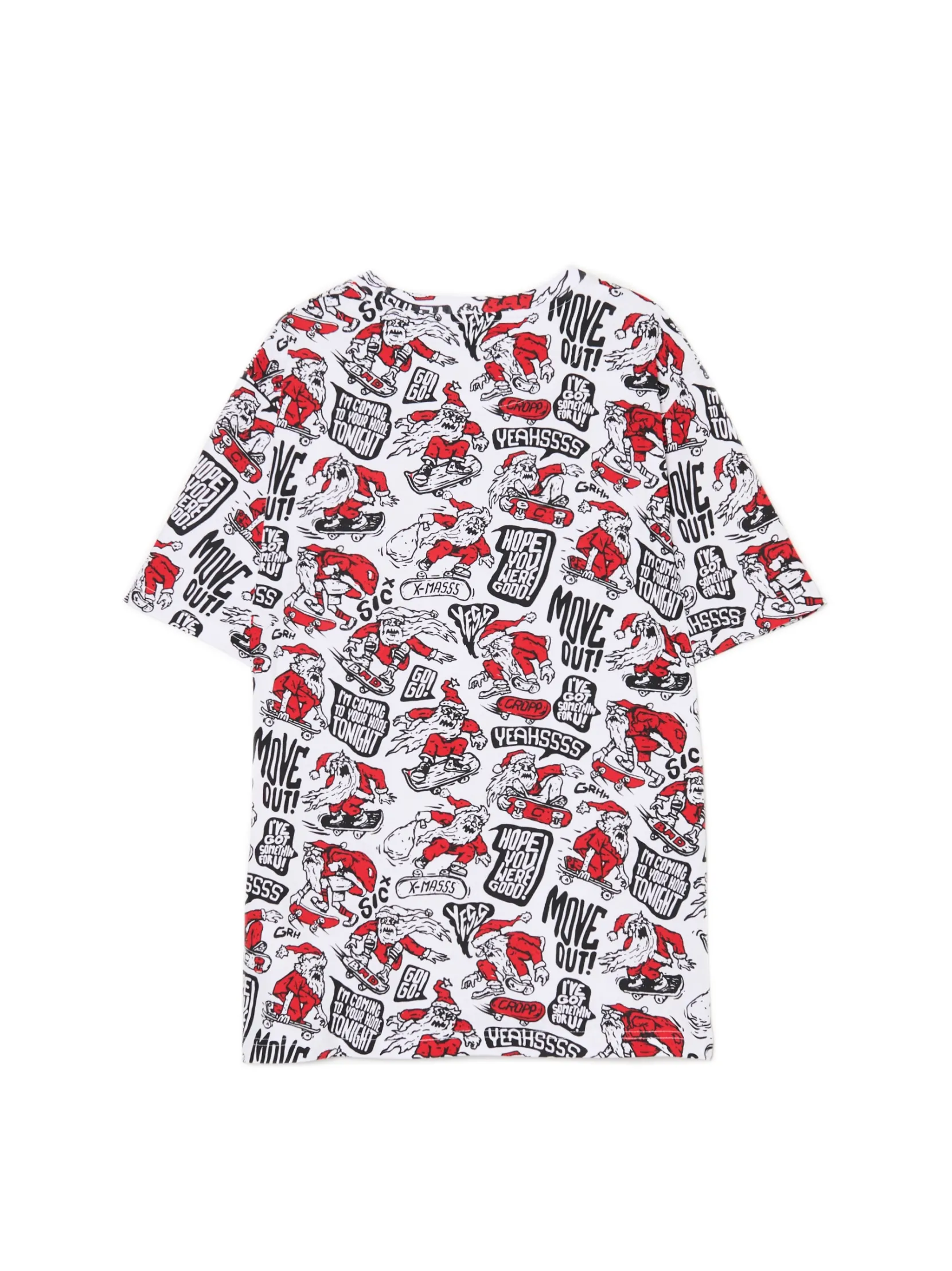Outlet T-shirt z mikołajowymi skaterami Ubrania Świąteczne|Koszulki