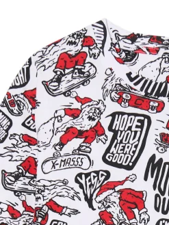 Outlet T-shirt z mikołajowymi skaterami Ubrania Świąteczne|Koszulki