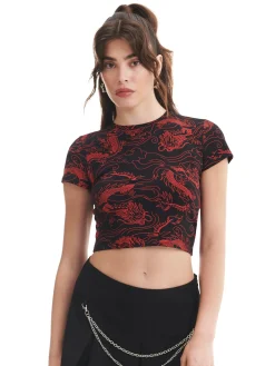Sale T-shirt z motywem smoków all over Koszulki, Topy