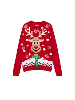 Discount Świąteczny sweter z reniferem Ubrania Świąteczne|Swetry