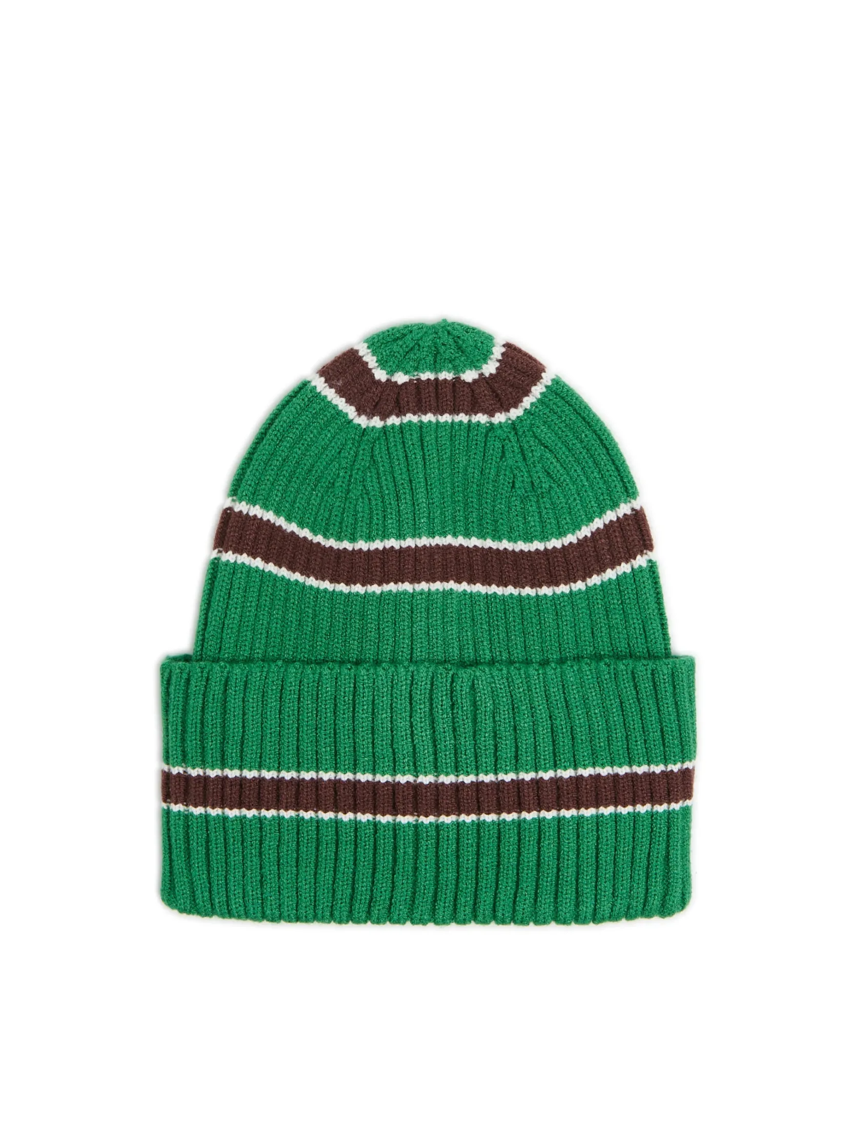 Clearance Zielona czapka beanie w paski Czapki