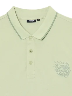 Discount Zielona koszulka polo z haftem Koszulki