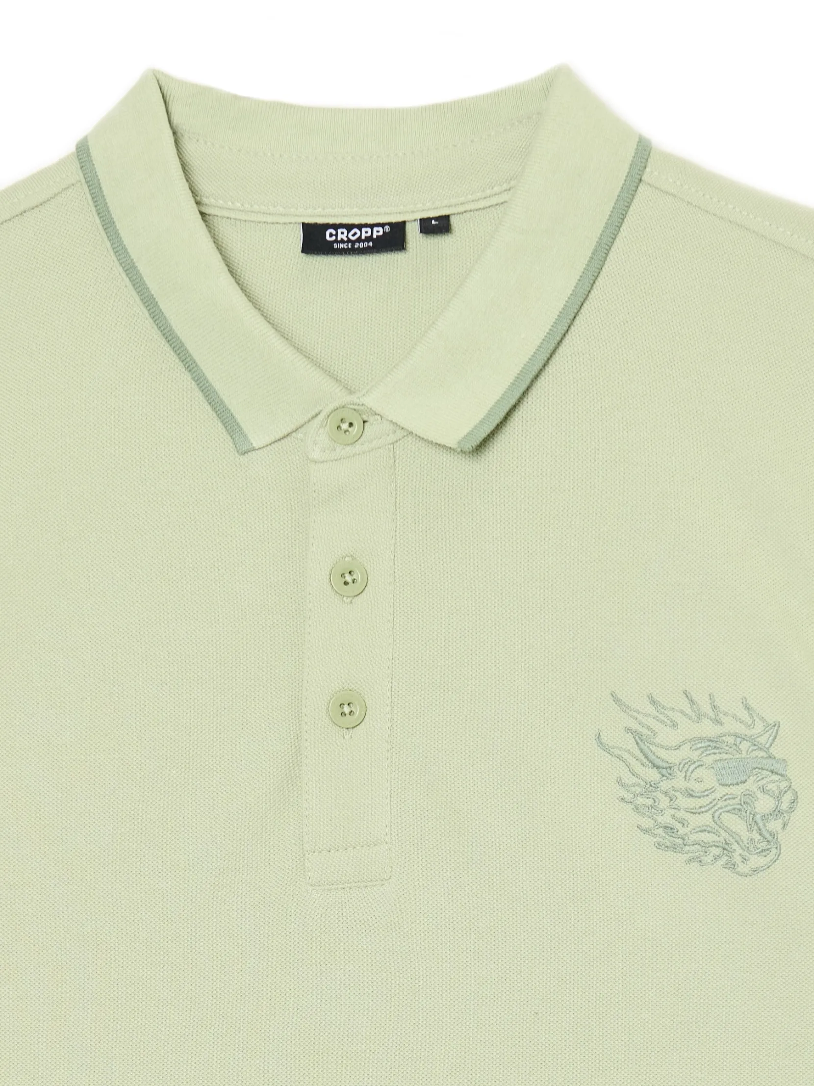 Discount Zielona koszulka polo z haftem Koszulki