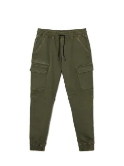 Outlet Zielone joggery cargo Spodnie