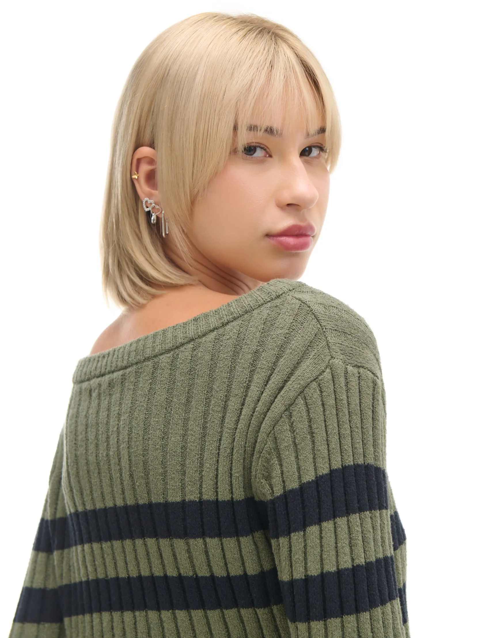 Clearance sweter w czarne paski Swetry